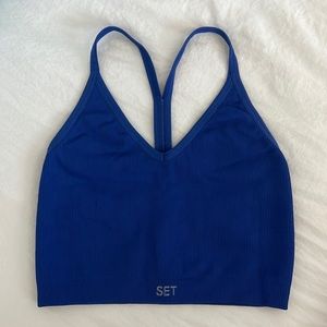 SETactive Blue Sculptflex Ribbed V Sports Bra